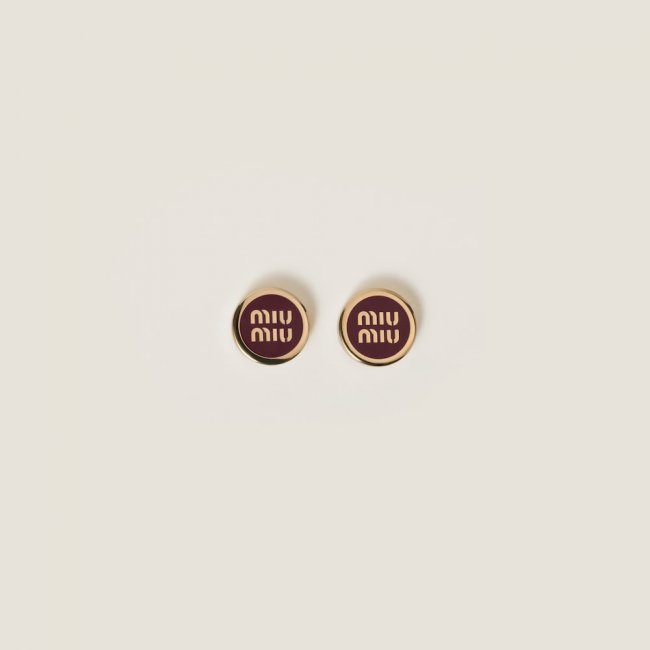 Miu Miu Enameled metal earrings Amaranth Red / Maize Yellow