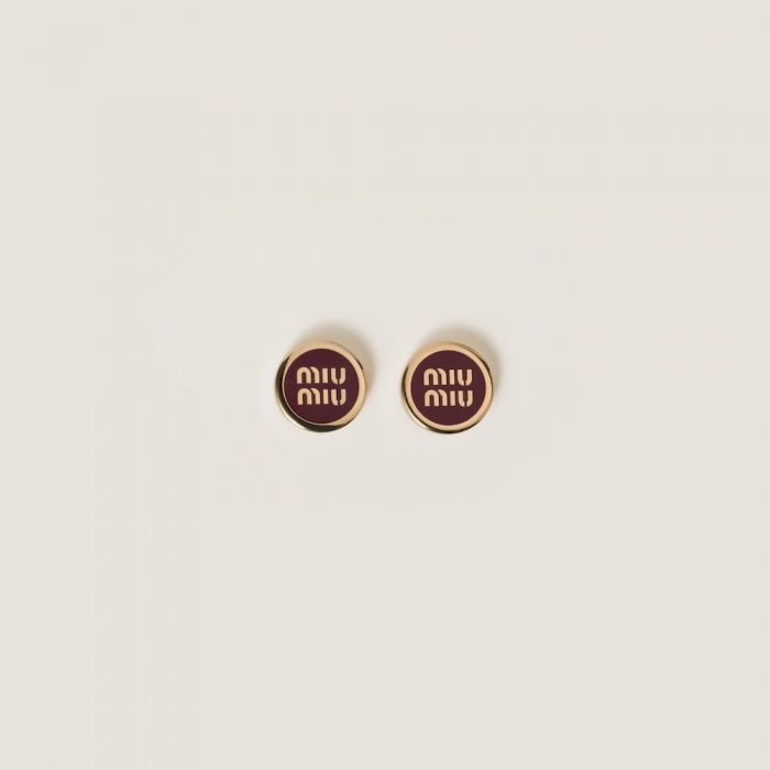 Miu Miu Enameled metal earrings Amaranth Red / Maize Yellow