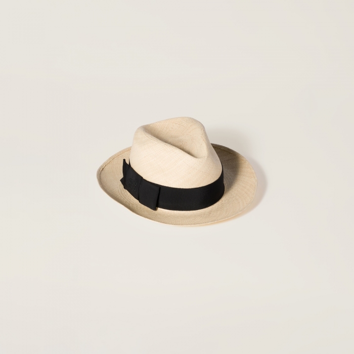 Miu Miu Raffia hat - Tan/Black