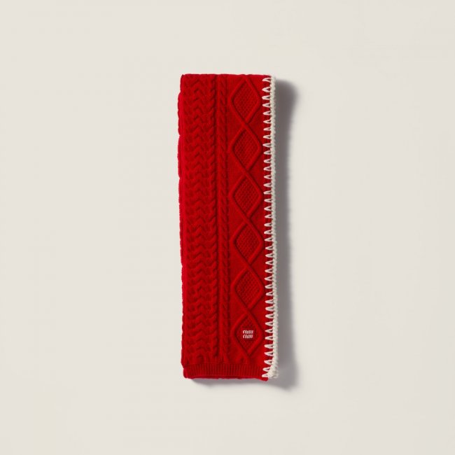 Miu Miu Wool and cashmere scarf - Red/White