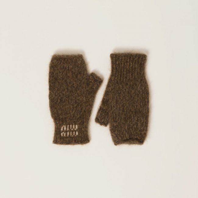 Miu Miu Wool and mohair gloves - Tobacco
