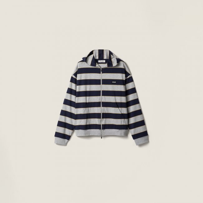 Miu Miu Striped jersey hoodie Blue / Grey