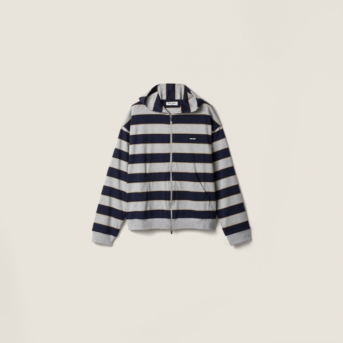 Miu Miu Striped jersey hoodie Blue / Grey