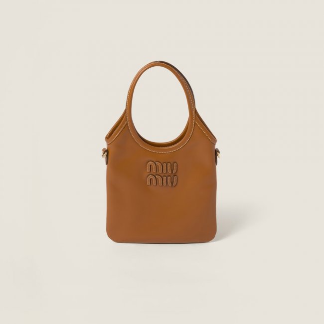 Miu Miu Ivy leather handbag Cognac