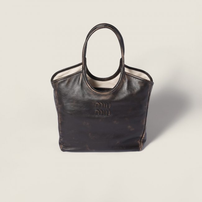 Miu Miu Ivy leather tote bag Coffee