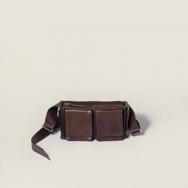 Miu Miu Utilitaire nappa leather shoulder bag Sienna