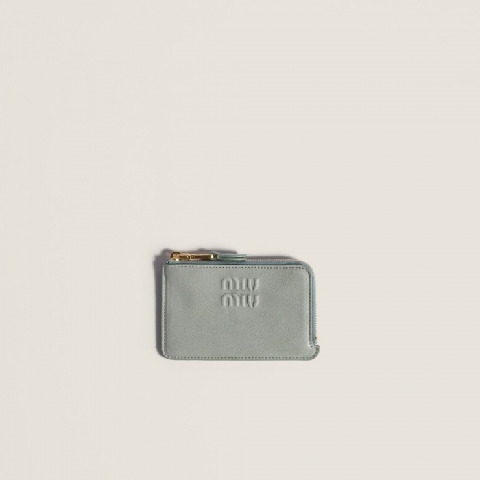 Miu Miu Nappa leather envelope card holder Powder Blue
