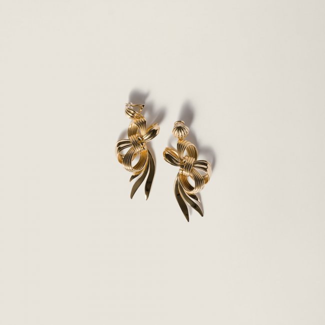 Miu Miu Metal bow earrings Gold