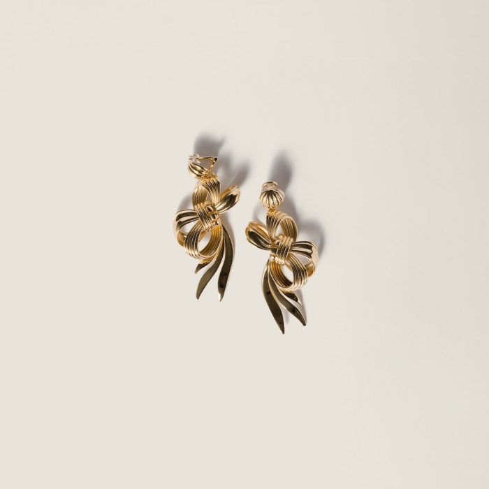Miu Miu Metal bow earrings Gold
