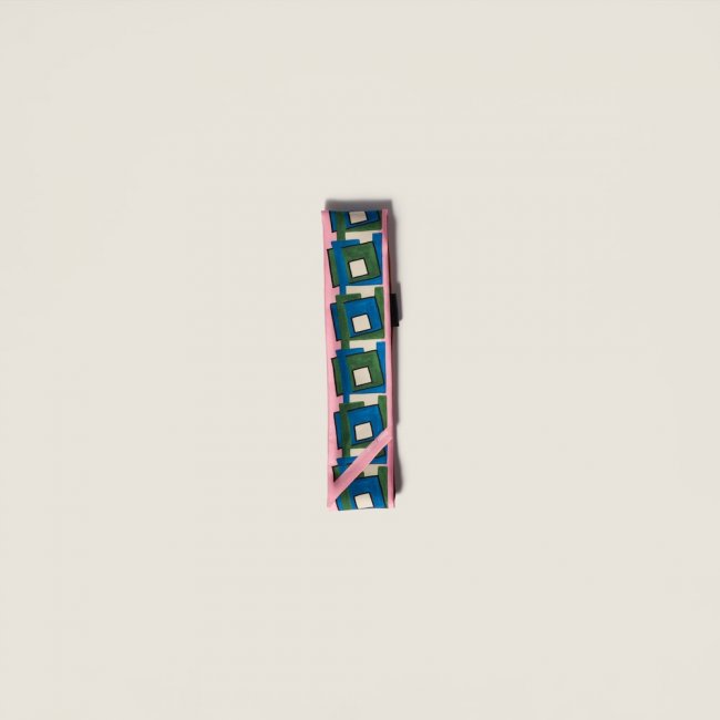 Miu Miu Printed silk skinny scarf - Pink/Laurel Green