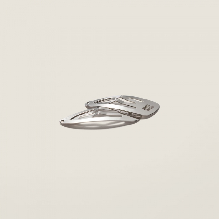 Miu Miu Metal hair clips - Steel Gray