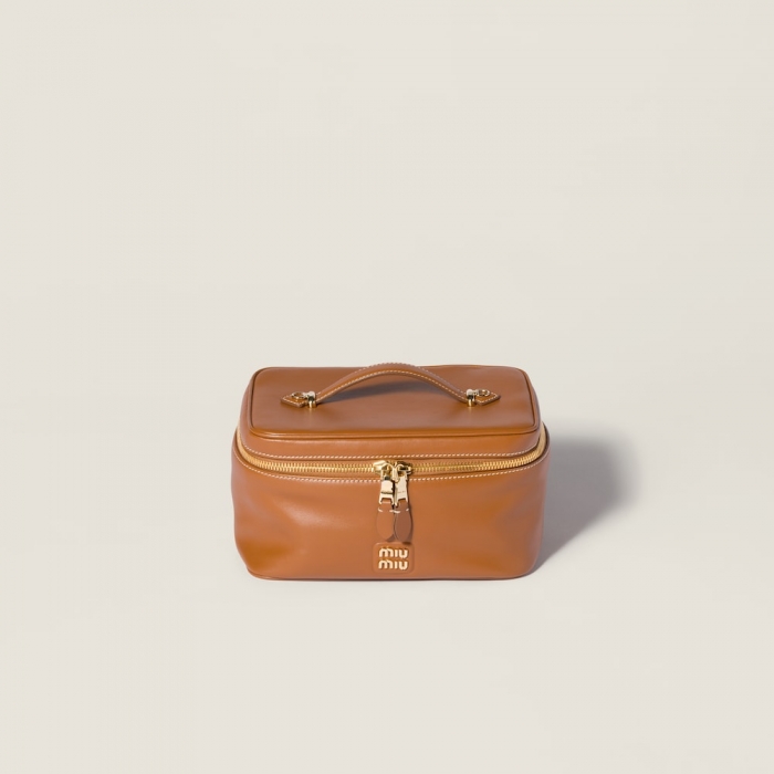 Miu Miu Leather beauty case - Cognac