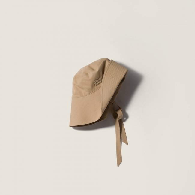 Miu Miu Wide-brimmed poplin bucket hat - Sand Beige