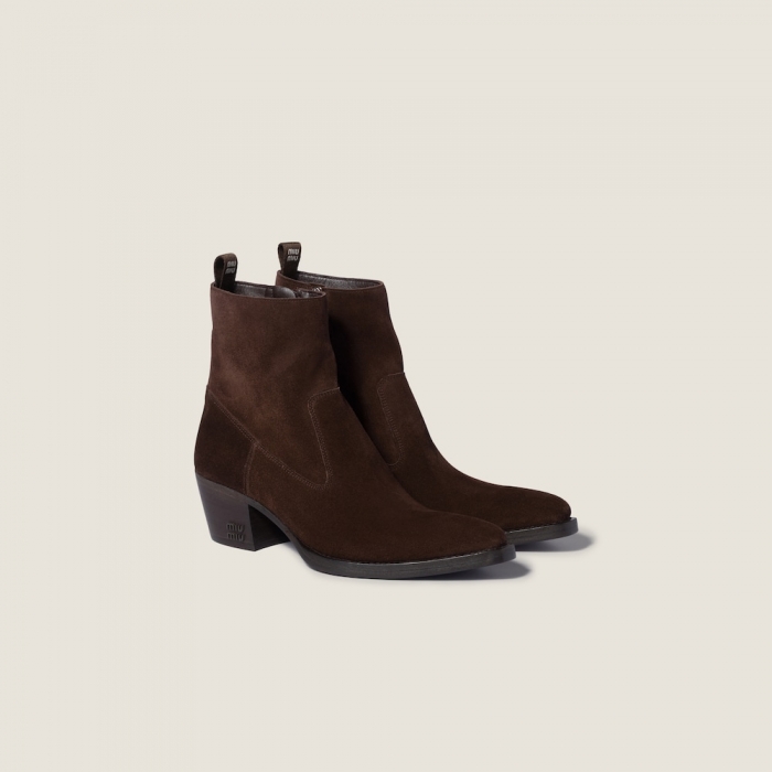 Miu Miu Suede ankle boots Dark Brown