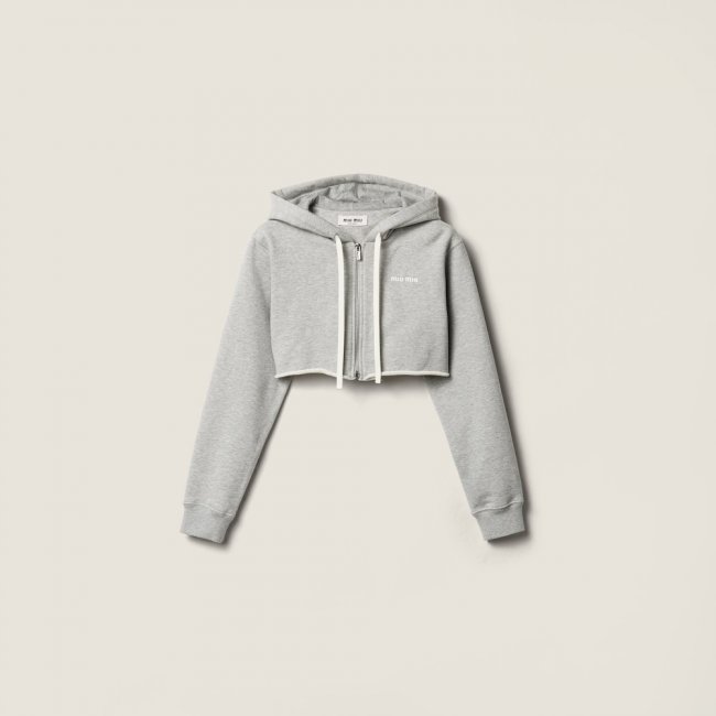 Miu Miu Cropped hoodie jacket Grey