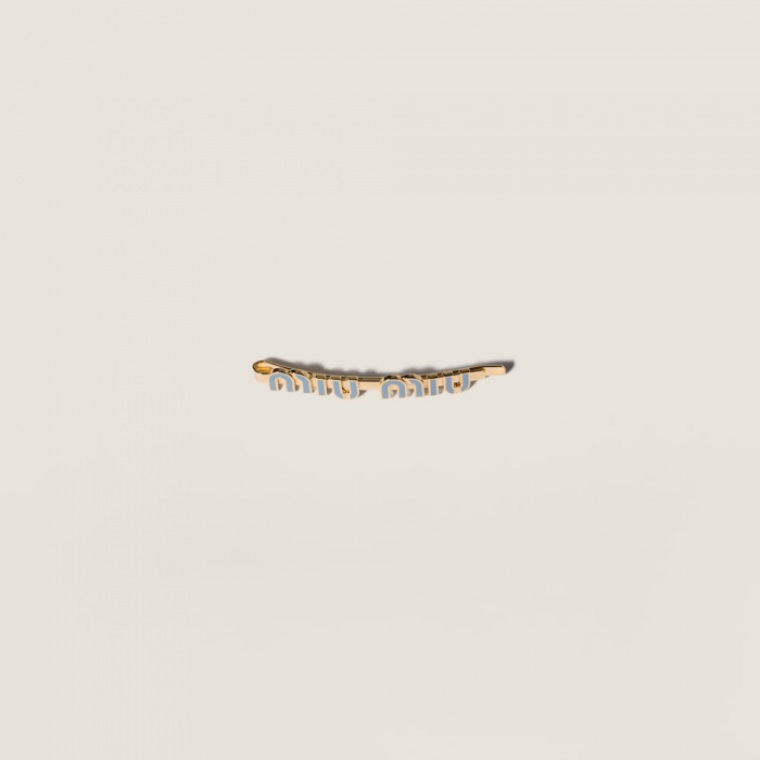Miu Miu Enameled metal hair clip - Light Blue