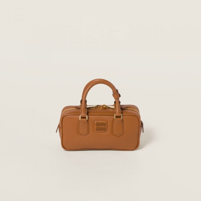 Miu Miu Arcadie leather bag Cognac
