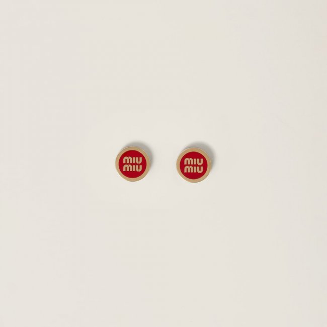 Miu Miu Enameled metal earrings Red
