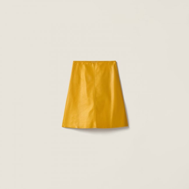 Miu Miu Nappa leather skirt Sunny Yellow
