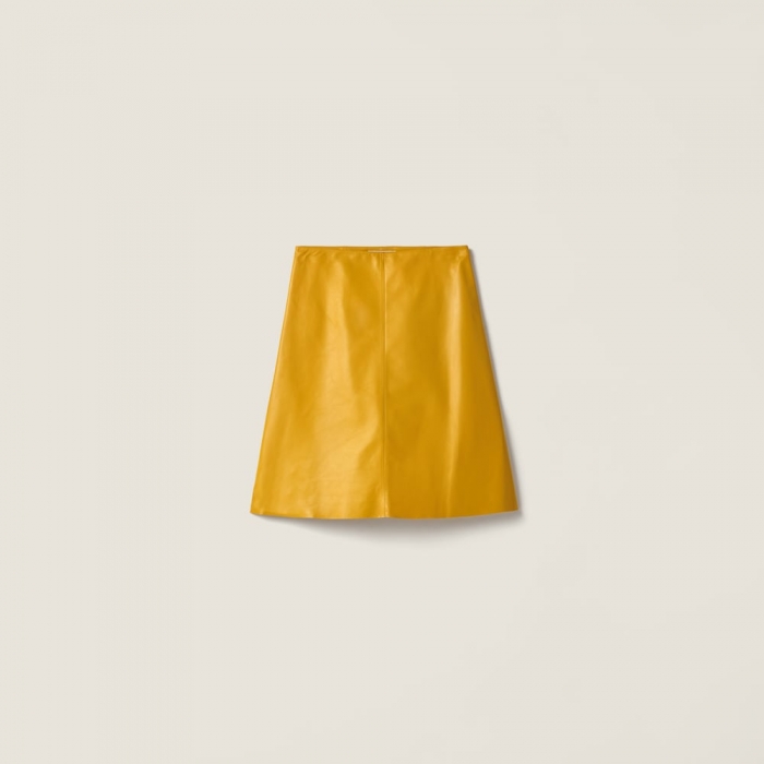 Miu Miu Nappa leather skirt Sunny Yellow
