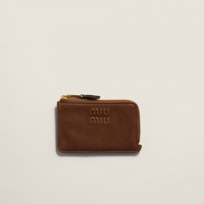 Miu Miu Nappa leather envelope card holder Oak