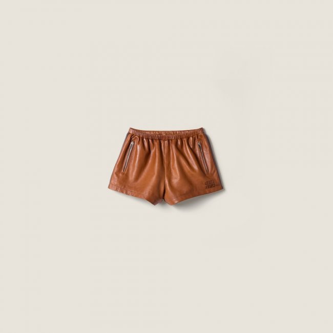 Miu Miu Nappa leather shorts Brandy