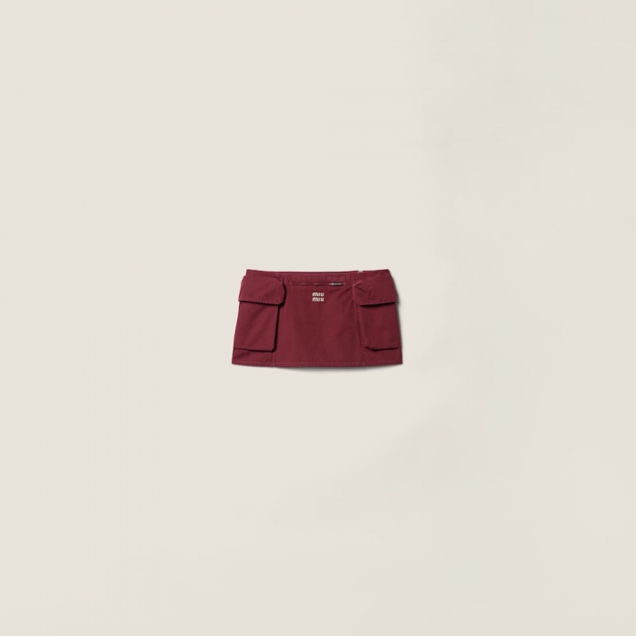 Miu Miu Washed poplin miniskirt Amaranth Red / Maize Yellow
