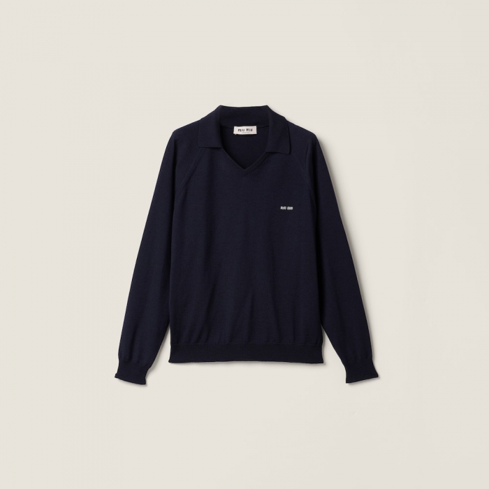 Miu Miu Wool polo sweater Blue / Grey