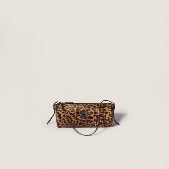 Miu Miu Printed leather pouch - Honey