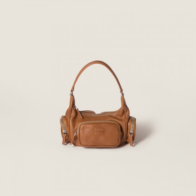 Miu Miu Pocket nappa leather bag Caramel