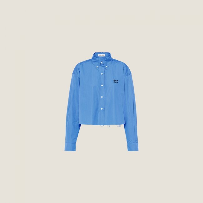 Miu Miu Cropped poplin shirt Periwinkle Blue
