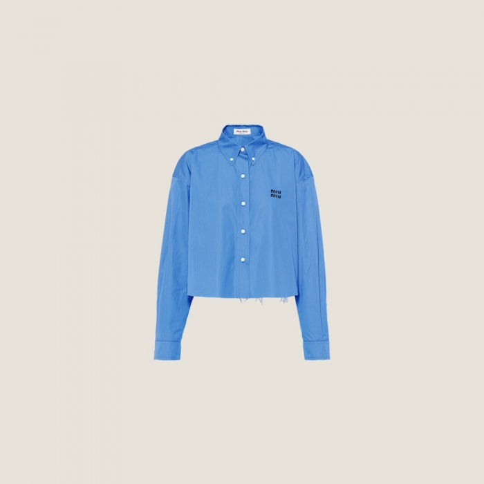 Miu Miu Cropped poplin shirt Periwinkle Blue