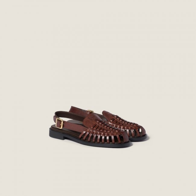 Miu Miu Leather slingback loafers Coffee