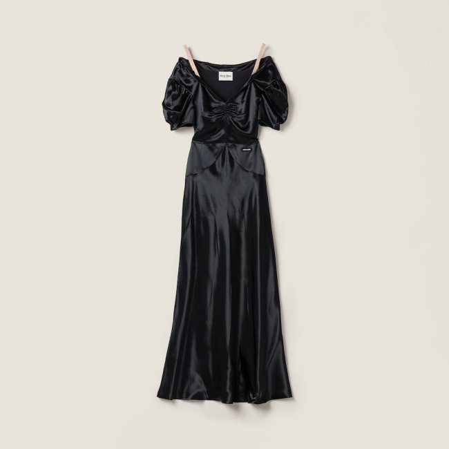 Miu Miu Long satin dress Black