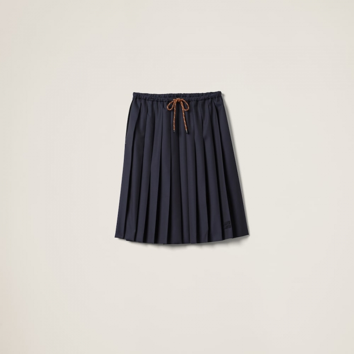 Miu Miu Pleated Batavia skirt Navy