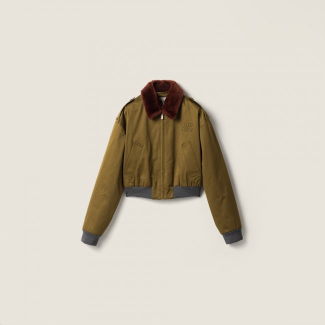Miu Miu Cotton satin bomber jacket Military Green
