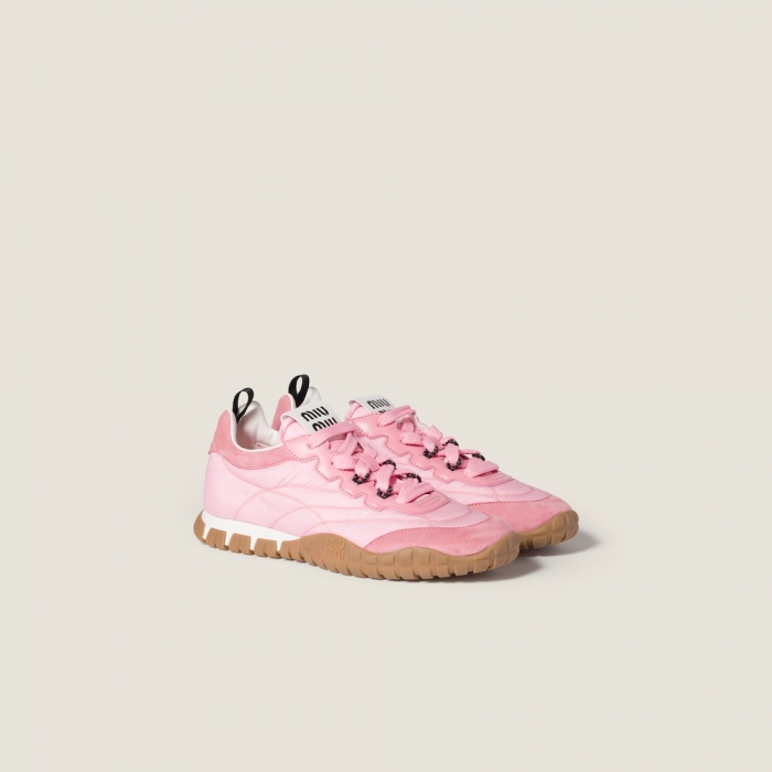 Miu Miu Tyre technical fabric and suede sneakers Pink