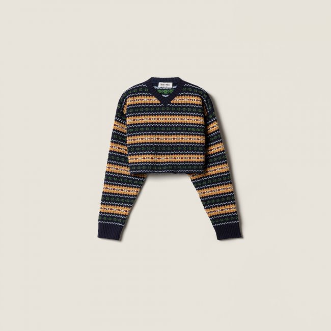 Miu Miu Wool V-neck sweater Navy