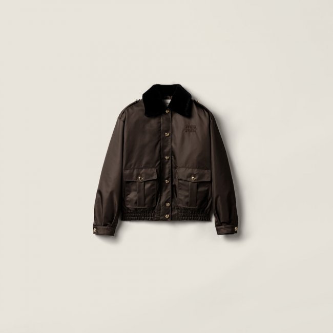 Miu Miu Technical gazar blouson jacket Coffee