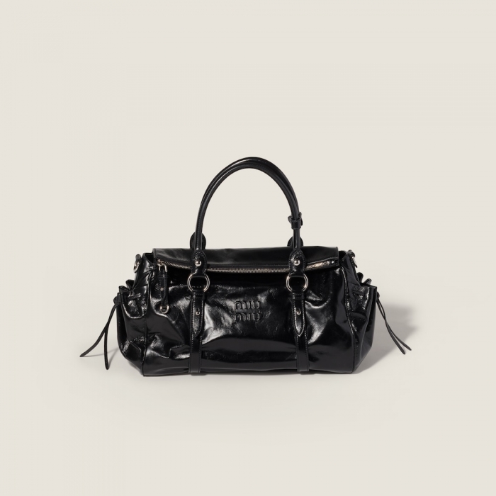 Miu Miu Shiny leather handbag Black