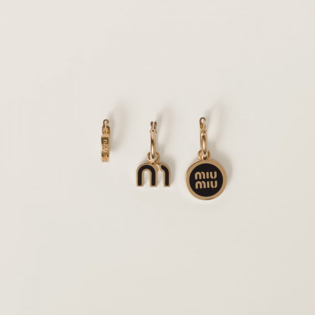 Miu Miu Set of enameled metal earrings Black