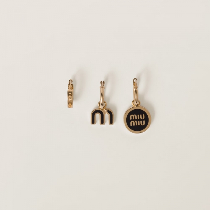 Miu Miu Set of enameled metal earrings Black