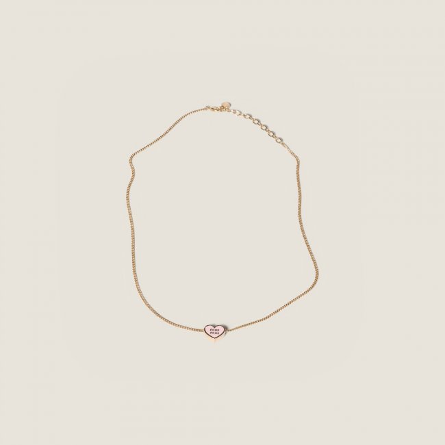 Miu Miu Metal necklace Gold / Alabaster Pink
