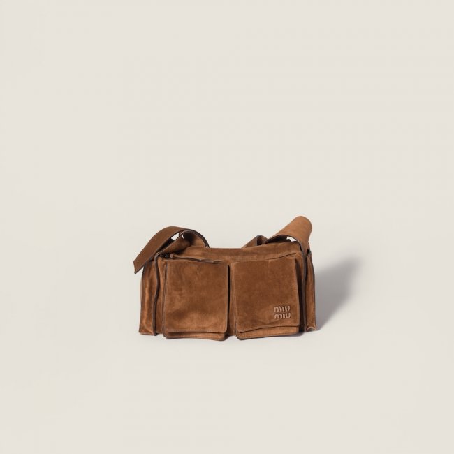 Miu Miu Utilitaire suede shoulder bag Cocoa Brown