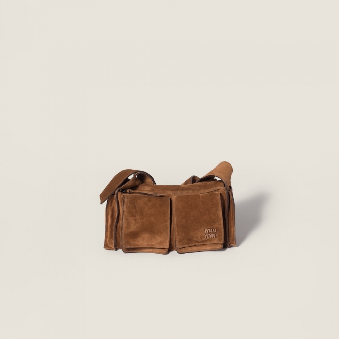 Miu Miu Utilitaire suede shoulder bag Cocoa Brown