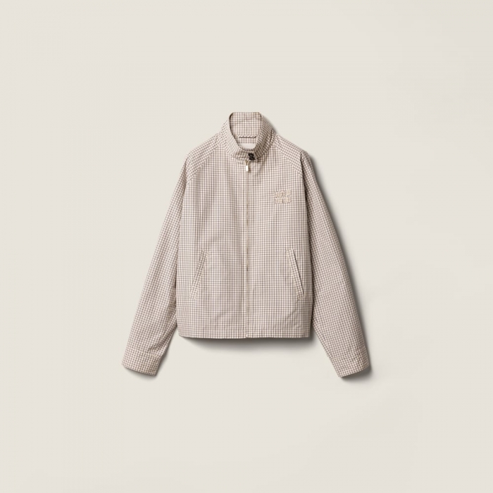 Miu Miu Checked technical fabric blouson jacket Sand Beige