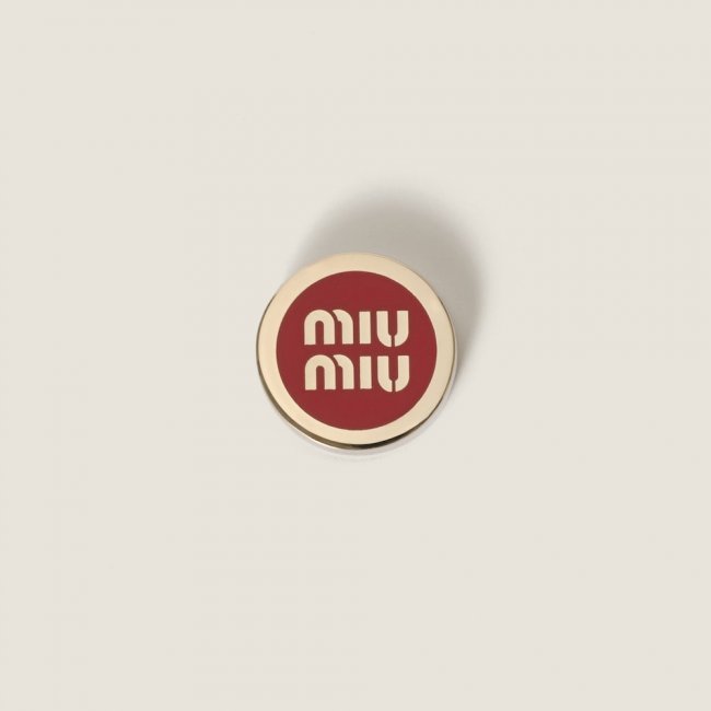 Miu Miu Enameled metal logo brooch - Red