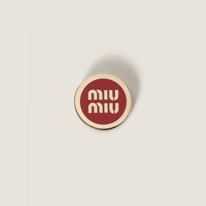 Miu Miu Enameled metal logo brooch - Red