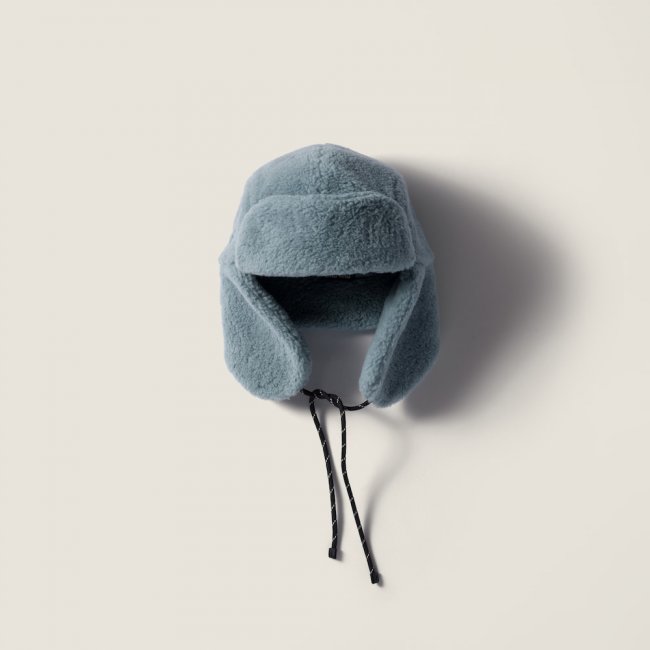 Miu Miu Fleece trapper hat - Celeste/Black