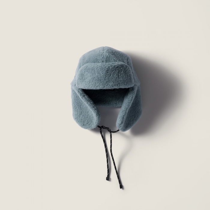 Miu Miu Fleece trapper hat - Celeste/Black